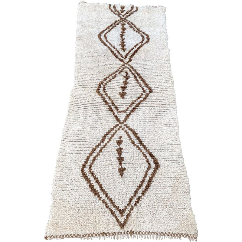 Petit tapis vintage  berbere beni ouarain beige