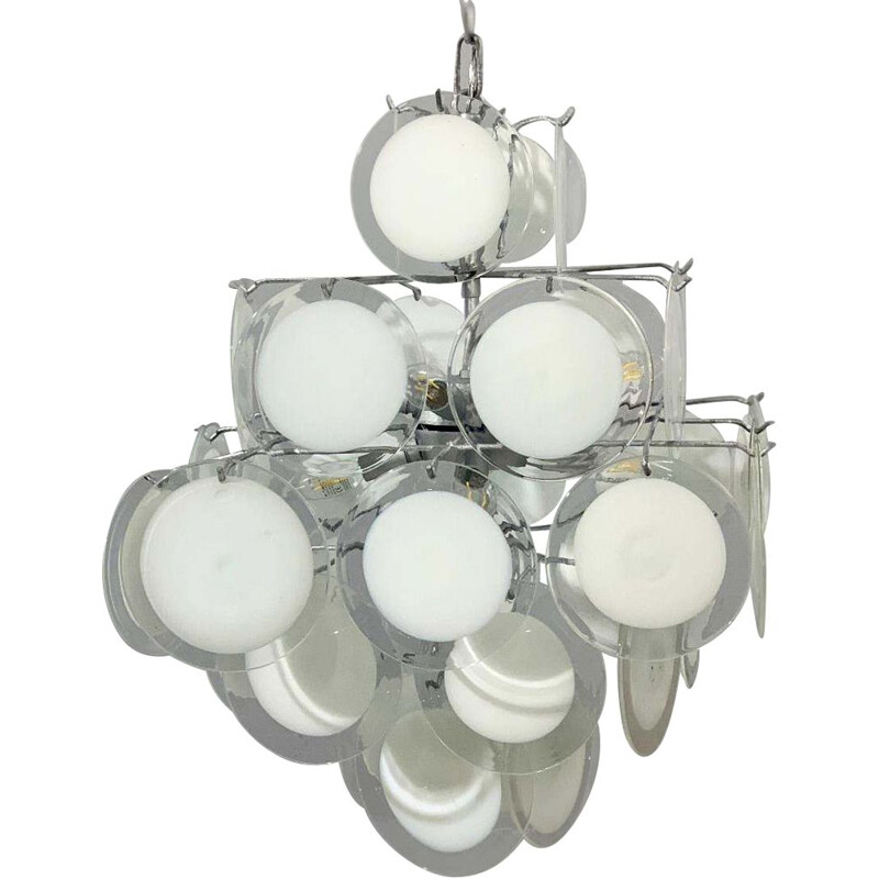 Vintage Murano glass disc chandelier Gino Vistosi 1970