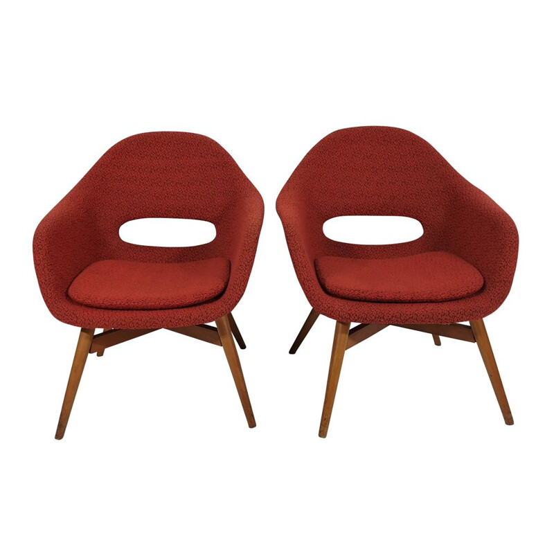 Pair of vintage Shell Armchairs by Miroslav Navratil, 1960s