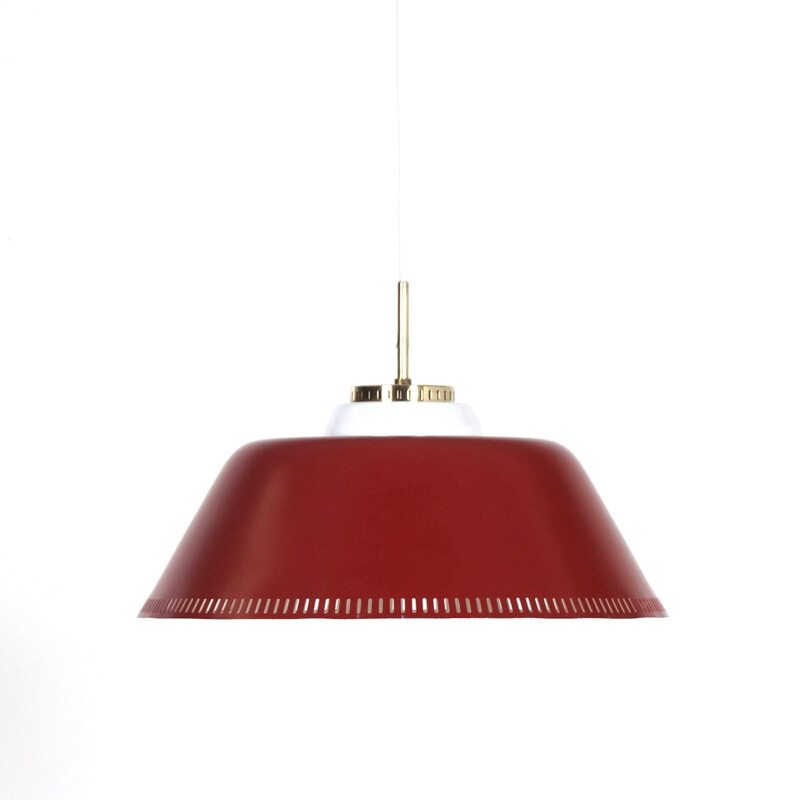 Vintage Red Hanging Lamp by Bent Karlby for Lyfa, Danish 1960s