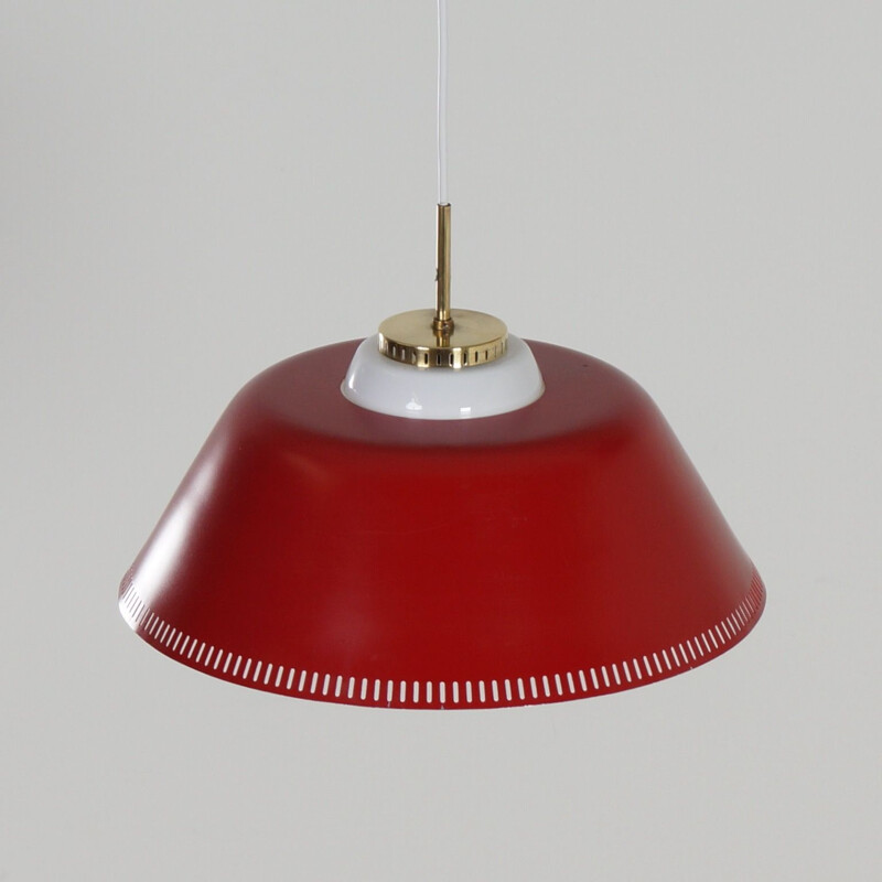 Vintage Red Hanging Lamp by Bent Karlby for Lyfa, Danish 1960s
