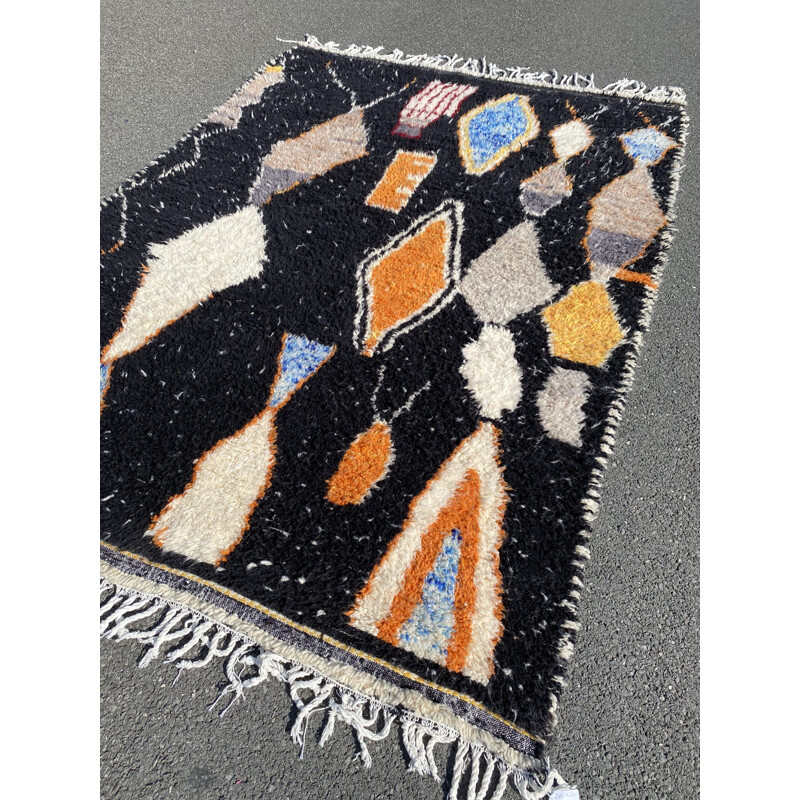 Vintage Berber carpet Azilal black
