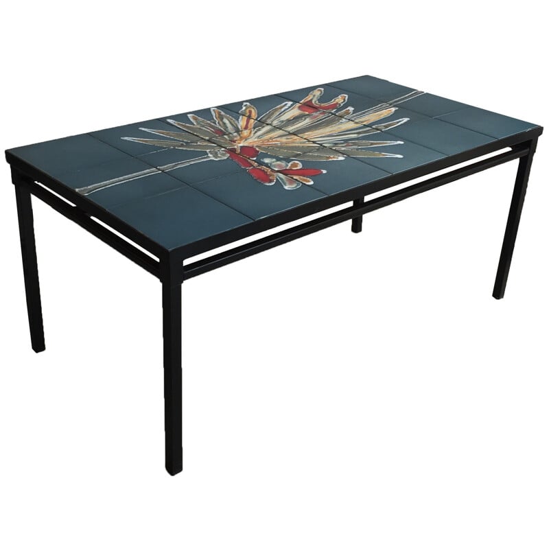 Coffee table in ceramic and metal - 1950