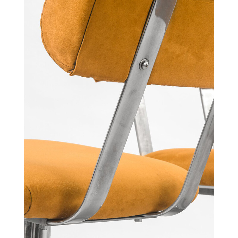 Vintage Office Chair in Chromed Steel & Alcantara, 1970s