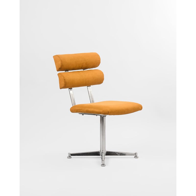 Vintage Office Chair in Chromed Steel & Alcantara, 1970s