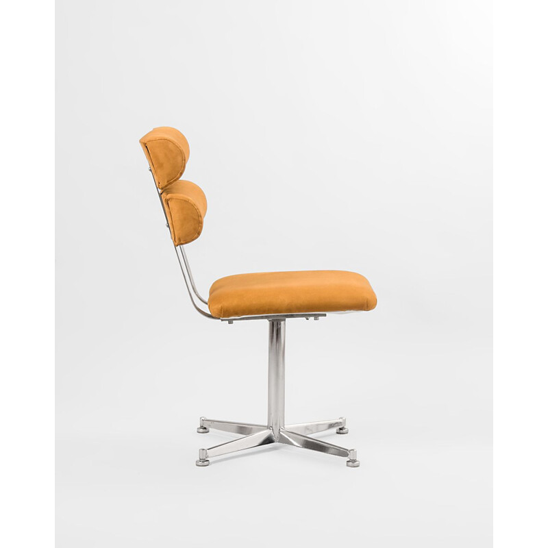 Vintage Office Chair in Chromed Steel & Alcantara, 1970s