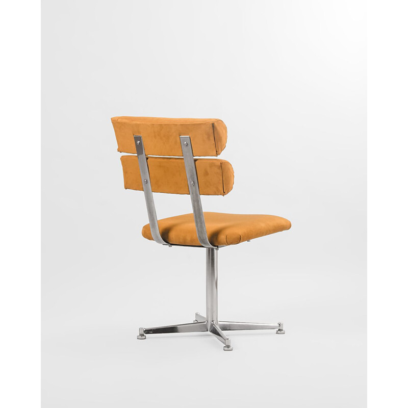 Pair of vintage Office Chairs in Chromed Steel & Alcantara, 1970s