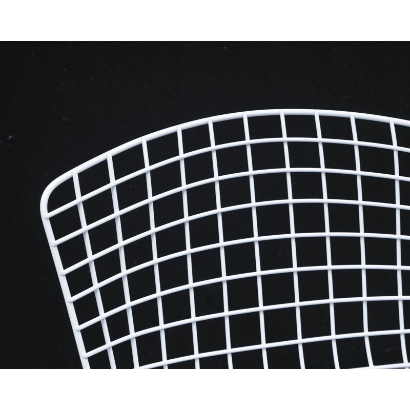Sedia Wire vintage in bianco e nero di Harry Bertoia - Knoll 1960