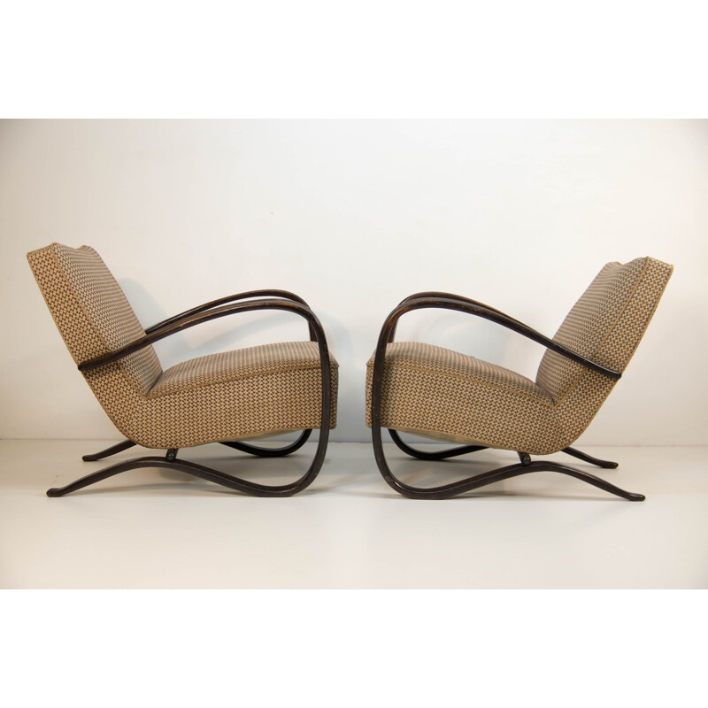 Paire de fauteuils vintage H 269 de Jindrich Halabala, Art Déco 1940