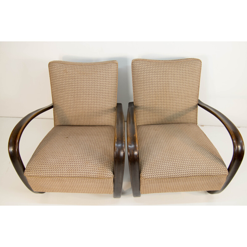 Pair of vintage Armchairs H 269 by Jindrich Halabala, Art Deco 1940s