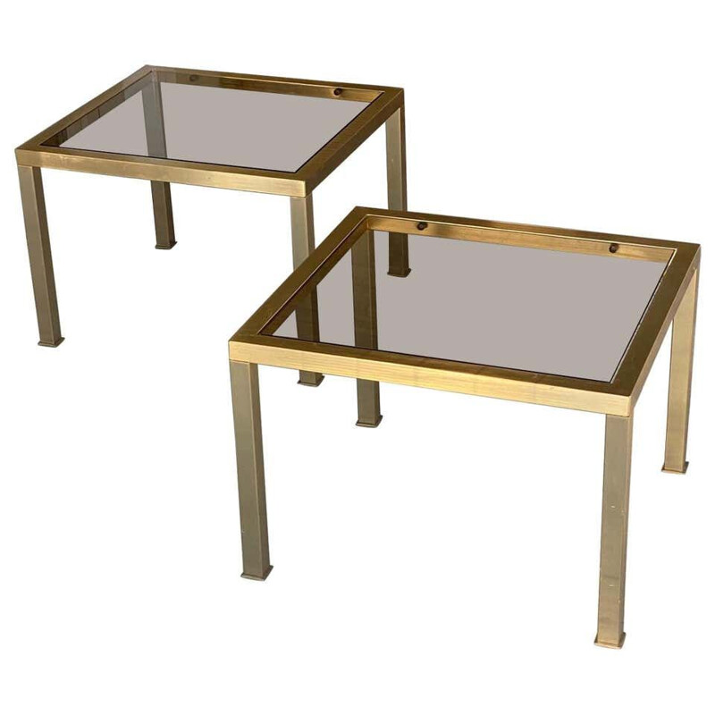 Pair of vintage gilt metal side tables 1970