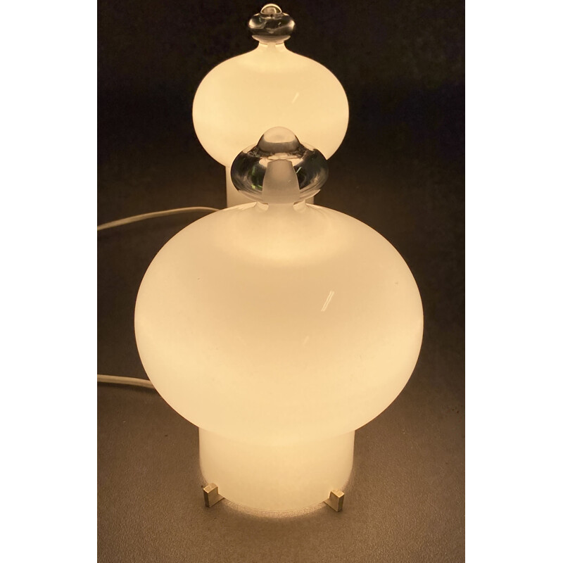 Pair of vintage glass lamps 1960