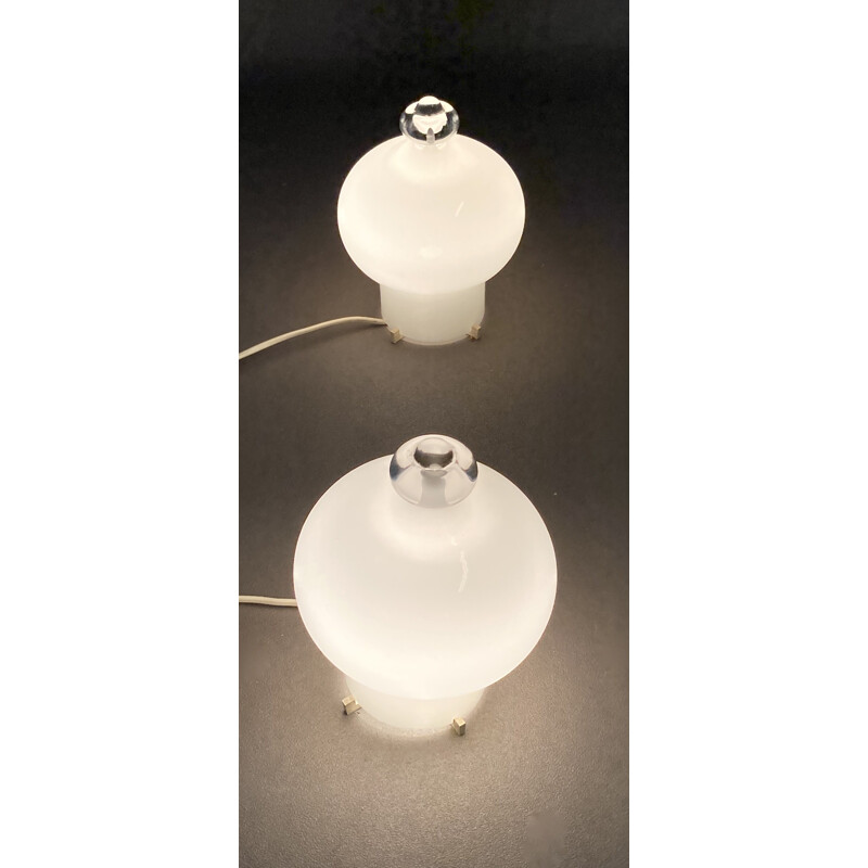 Pair of vintage glass lamps 1960