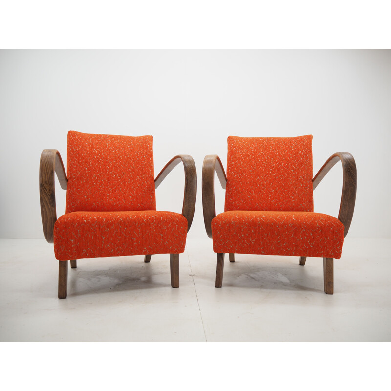 Pair of vintage Armchairs Jindrich Halabala Czechoslovakia 1950s