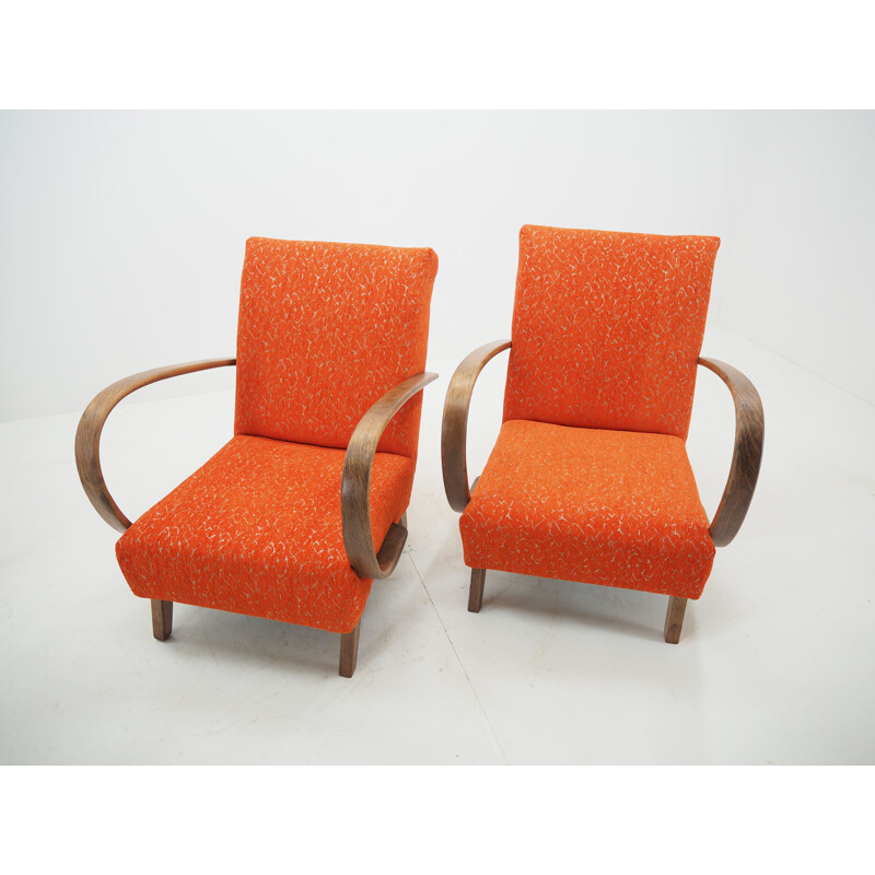 Pair of vintage Armchairs Jindrich Halabala Czechoslovakia 1950s