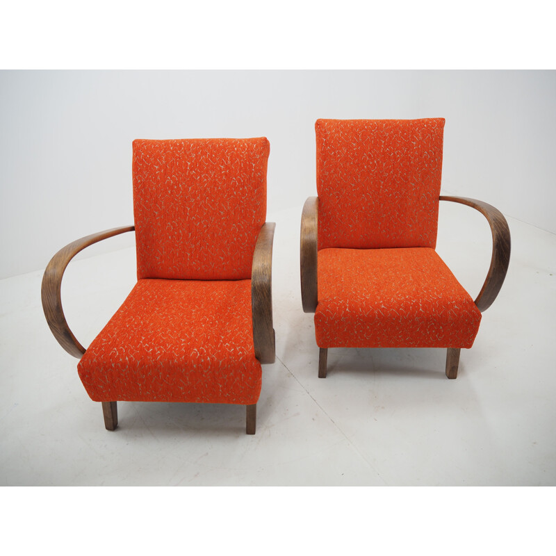 Pair of vintage Armchairs Jindrich Halabala Czechoslovakia 1950s