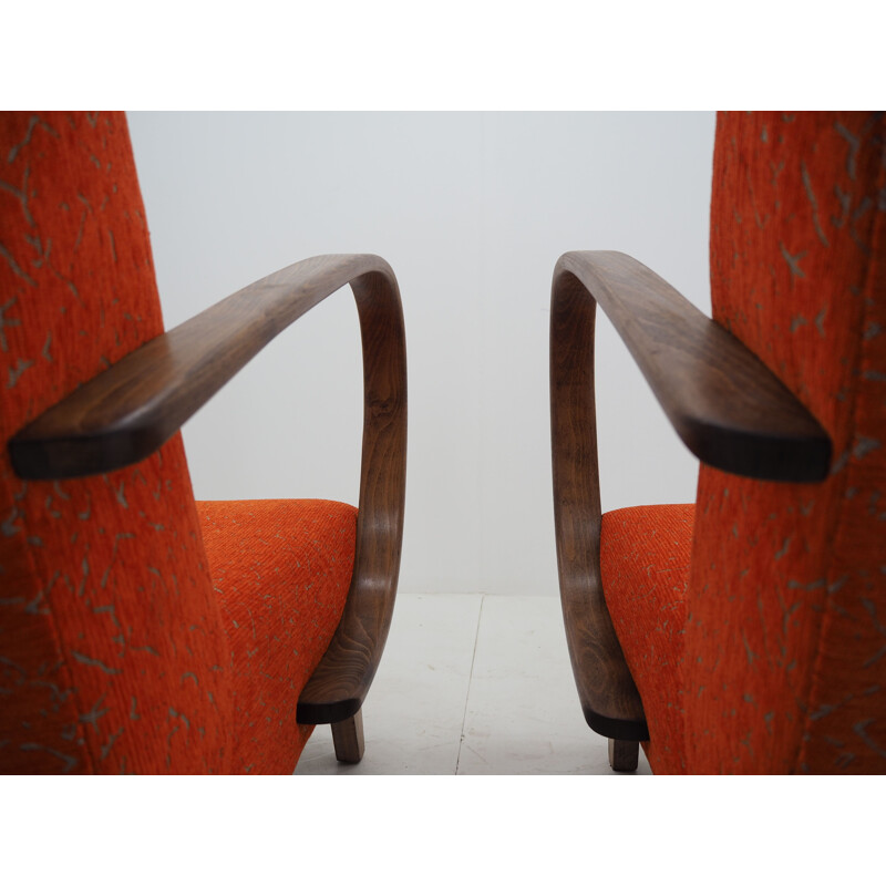 Pair of vintage Armchairs Jindrich Halabala Czechoslovakia 1950s