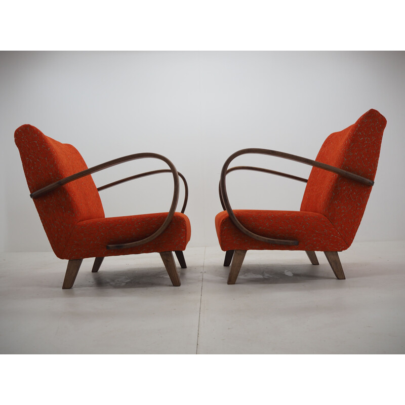 Pair of vintage Armchairs Jindrich Halabala Czechoslovakia 1950s