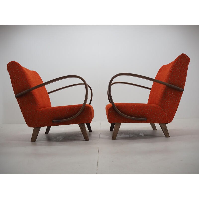 Paire de fauteuils vintage Jindrich Halabala Tchécoslovaquie 1950