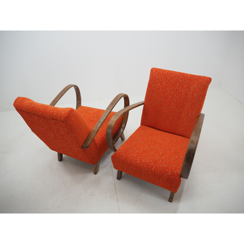 Paire de fauteuils vintage Jindrich Halabala Tchécoslovaquie 1950