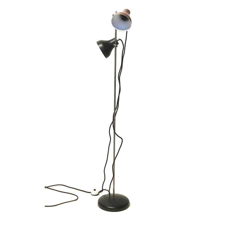 Mid-Century Black & Copper Spotlight Floor Lamp