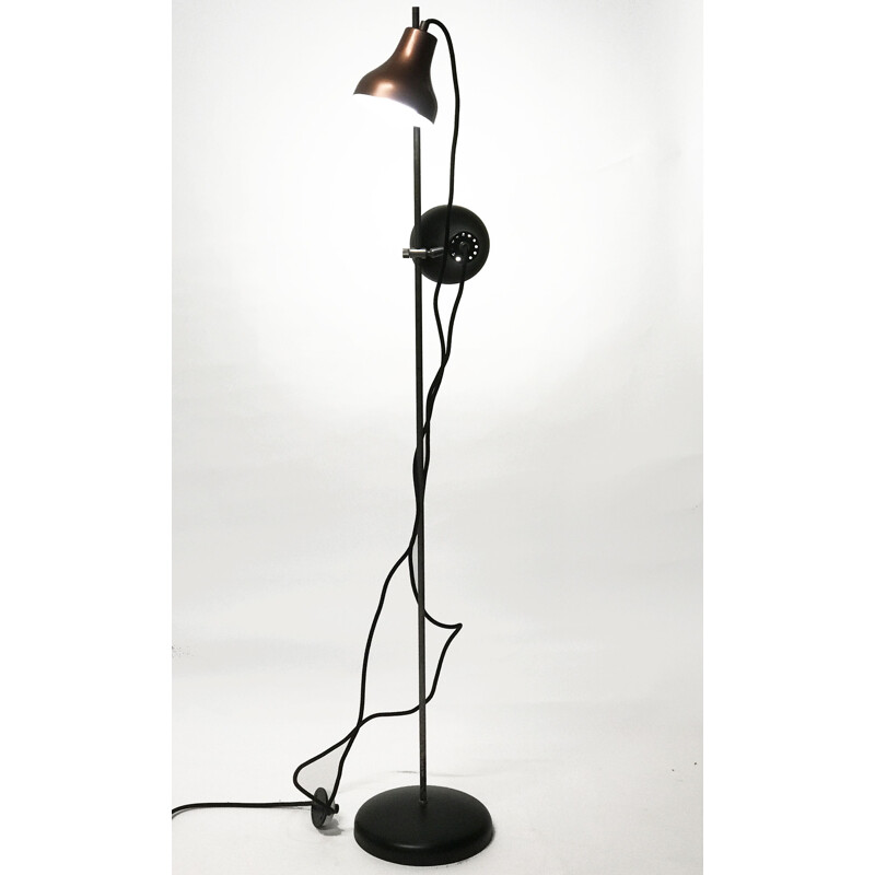 Lámpara de pie vintage para proyector negra y cobre