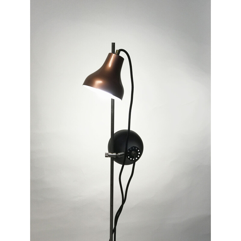 Mid-Century Black & Copper Spotlight Floor Lamp