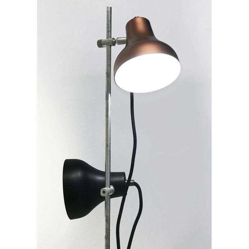 Mid-Century Black & Copper Spotlight Floor Lamp