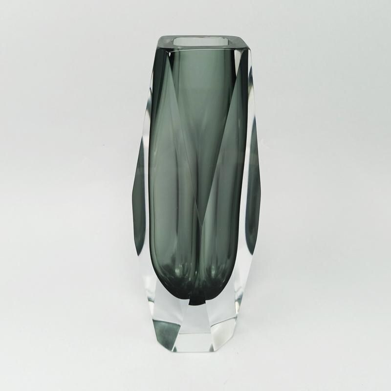 Vintage Grey Vase Designed By Flavio Poli for Seguso 1960s