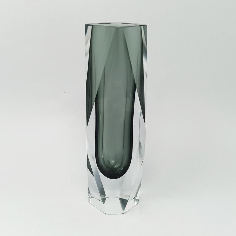 Vintage Grey Vase Designed By Flavio Poli for Seguso 1960s