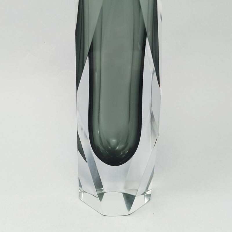 Vase vintage gris par Flavio Poli pour Seguso 1960
