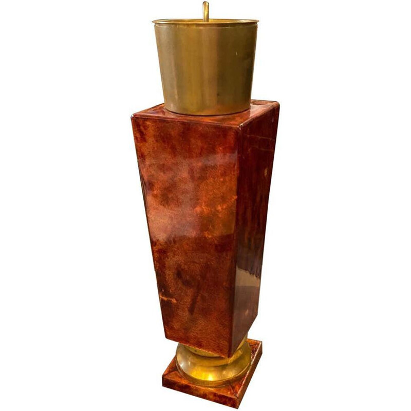 Mid-Century Brass and Red Goatskin Shaker by Aldo Tura, 1950