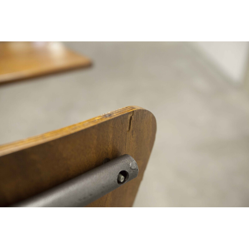 Vintage school desk in wood and metal 1950