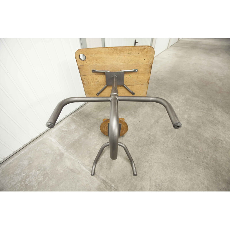 Vintage school desk in wood and metal 1950