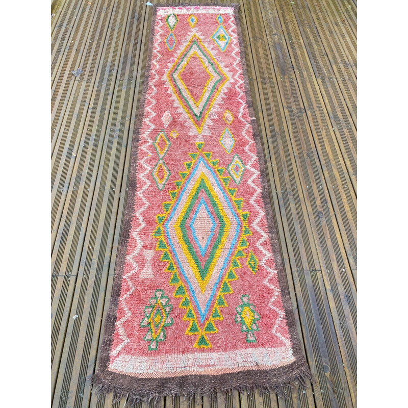 Red boujaad vintage carpet in wool and cotton