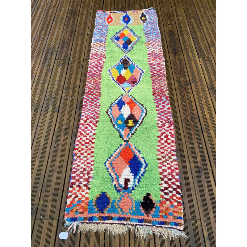 Vintage Berbere Boujaad alter handgefertigter Teppich aus Wolle und Baumwolle