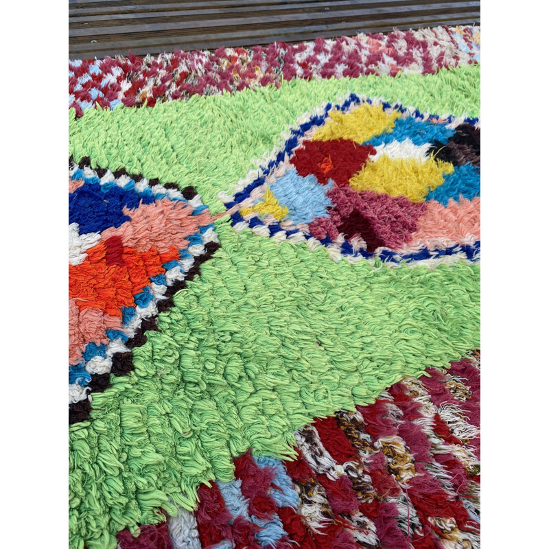 Vintage Berbere Boujaad alter handgefertigter Teppich aus Wolle und Baumwolle