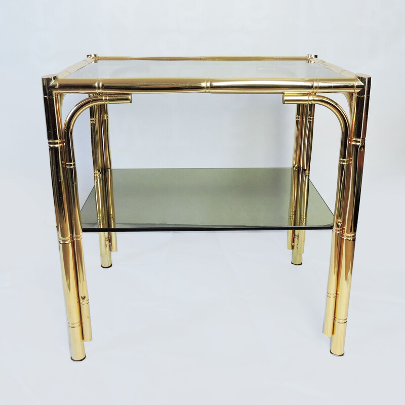 Vintage Faux Bamboo Brass Coffee table, 1970s