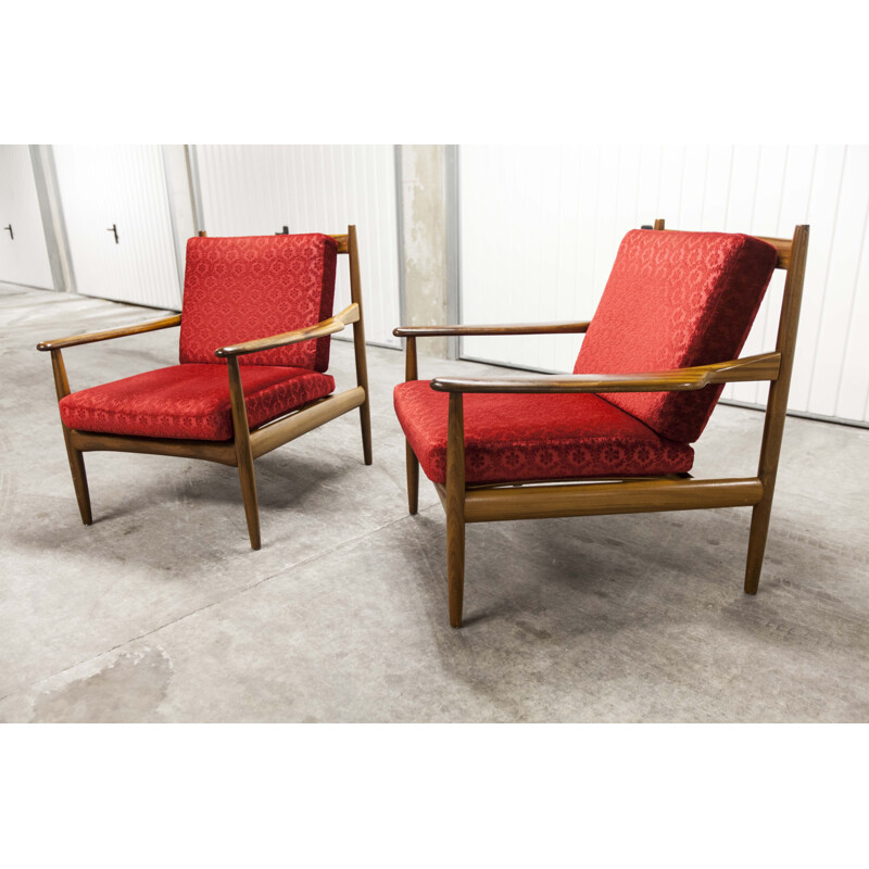 Pair of vintage armchairs Jalk Grete Scandinavian 1960