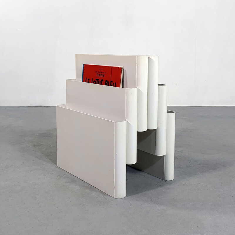 Vintage White Magazine Rack by Giotto Stoppino for Kartell, 1970s