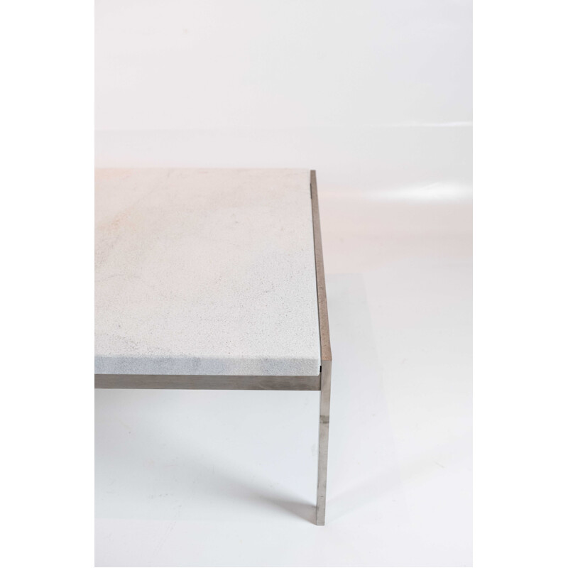 Vintage stainless steel and marble coffee table model PK63A by Poul Kjærholm for Fritz Hansen, 2016