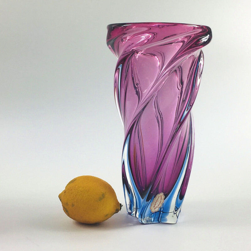 Mid-Century Twisted Murano Glass Vase, Italy 1950s
