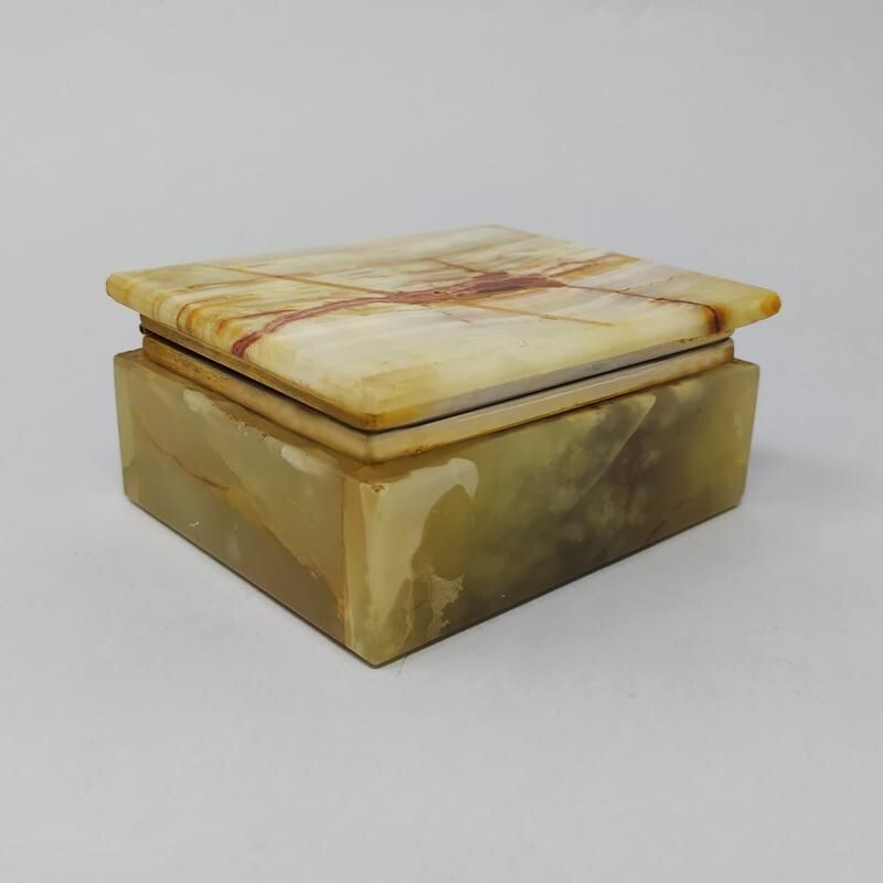 Vintage Green Alabaster Box Made in Italy 1960s