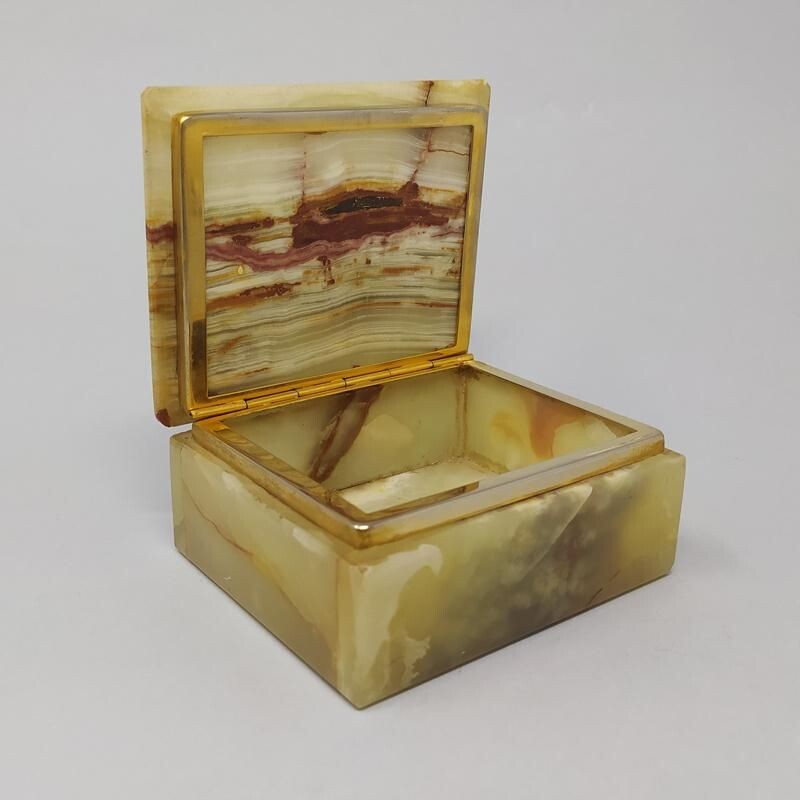 Vintage Green Alabaster Box Made in Italy 1960s