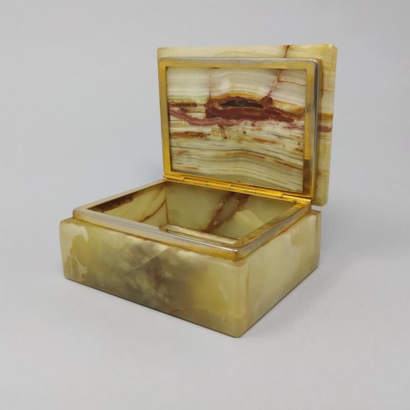 Vintage Green Alabaster Box Made in Italy 1960s