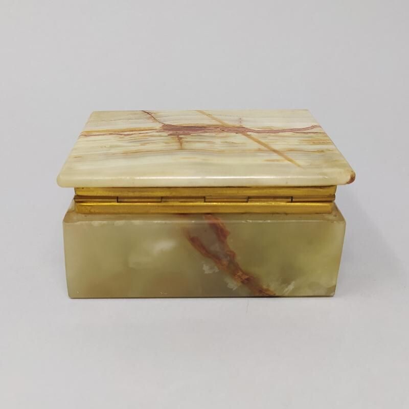 Vintage Green Alabaster Box Made in Italy 1960s