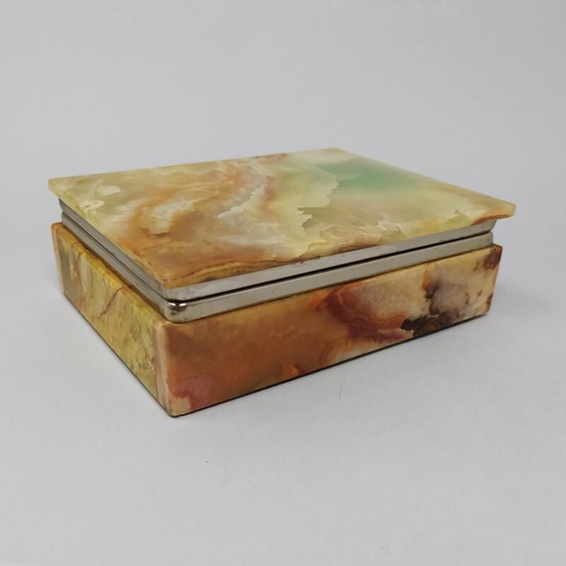 Vintage Green Alabaster Box Italy 1960