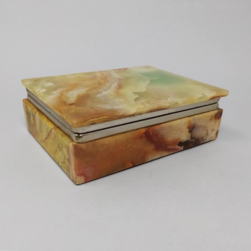 Vintage Green Alabaster Box Italy 1960