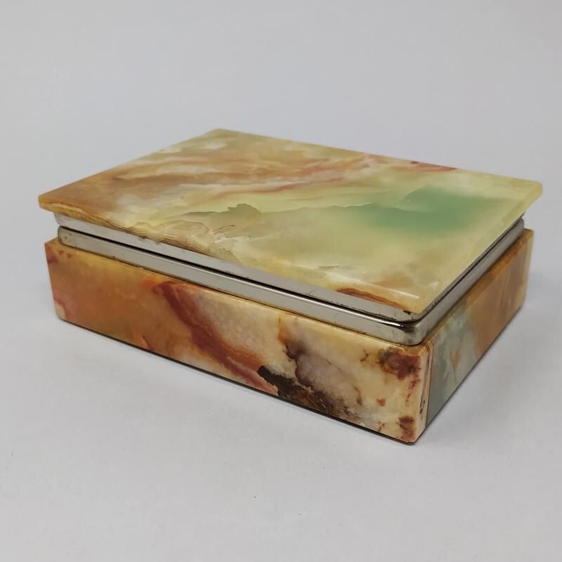 Vintage Green Alabaster Box Italy 1960