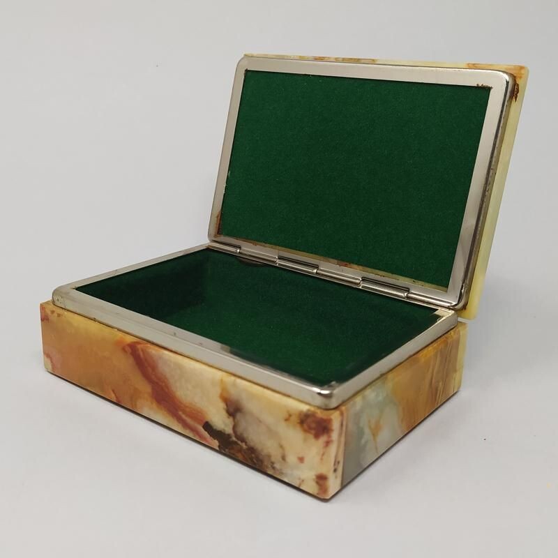 Vintage Green Alabaster Box Italy 1960